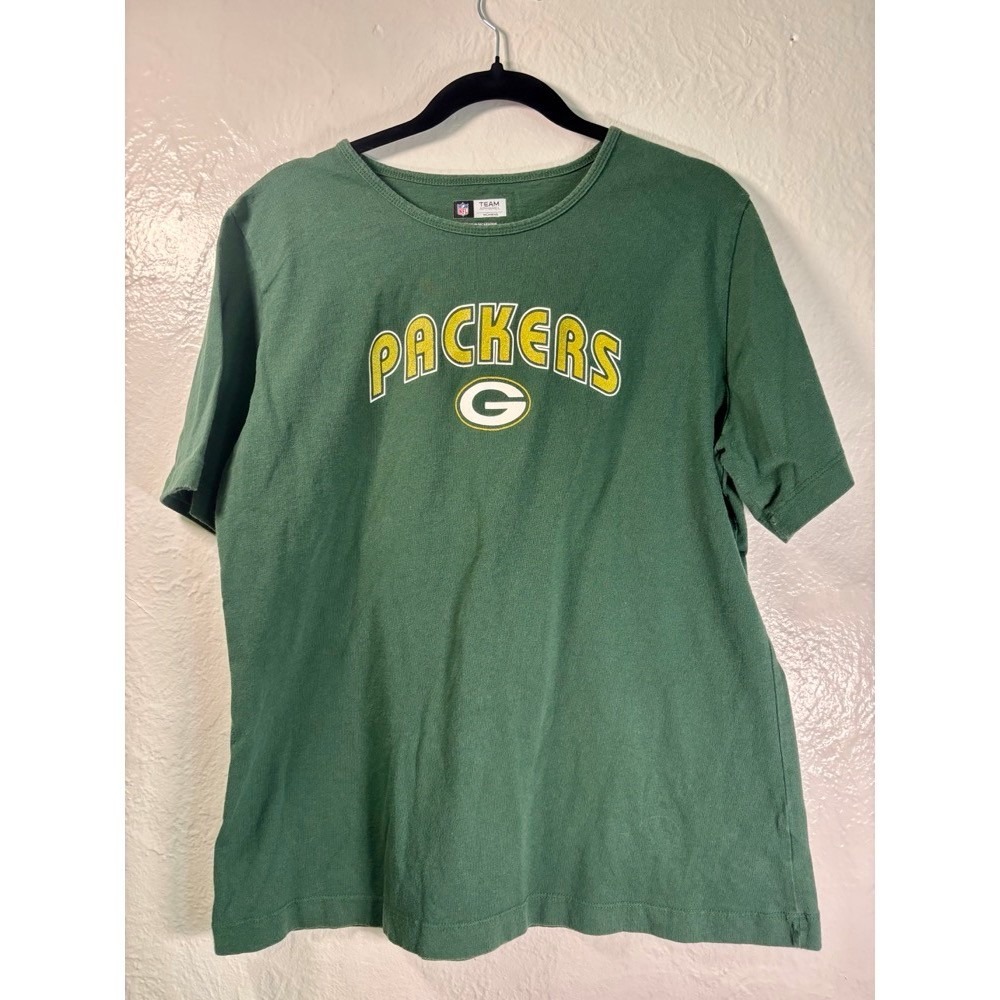 Green Bay Packers NFL Team Apparel Womens T Shirt 1X Glitter Football Gameday